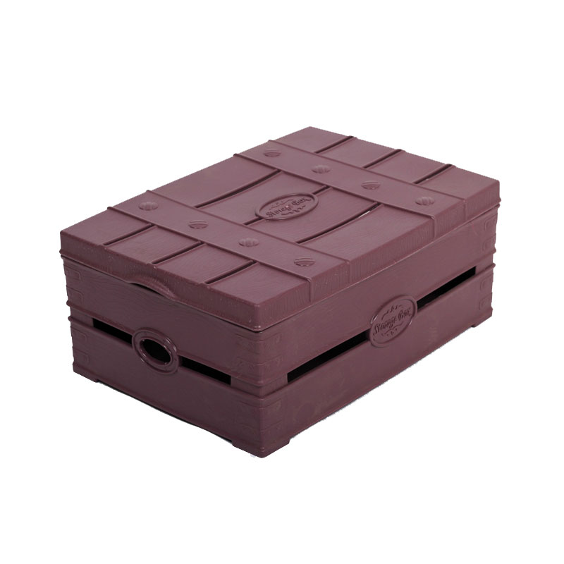 Caja Organizadora de Plástico con Tapa Imitación Bambú (Morado)